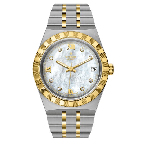 Tudor Royal automatic watch white mother-of-pearl dial steel and yellow gold bracelet 34 mm M28403-0007