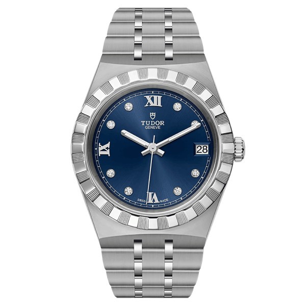 Montre Tudor Royal automatique index diamants cadran bleu bracelet acier 34 mm M28400-0007