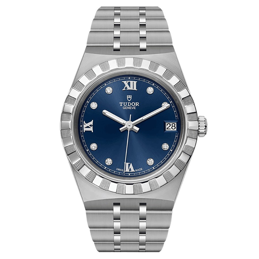 Montre Tudor Royal automatique index diamants cadran bleu bracelet acier 34 mm M28400-0007
