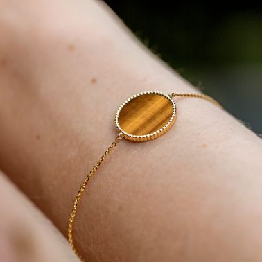 Bracelet Lepage Colette Lune Perlée or jaune et œil de tigre - LEP9CHOTJ