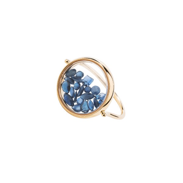 Bague Aurélie Bidermann Chivor en or jaune et saphirs bleus