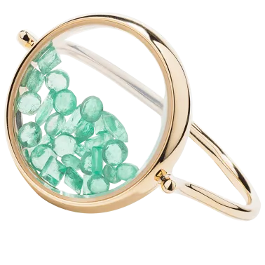 Bague Aurélie Bidermann Chivor en or jaune et émeraudes CHIBA01EM