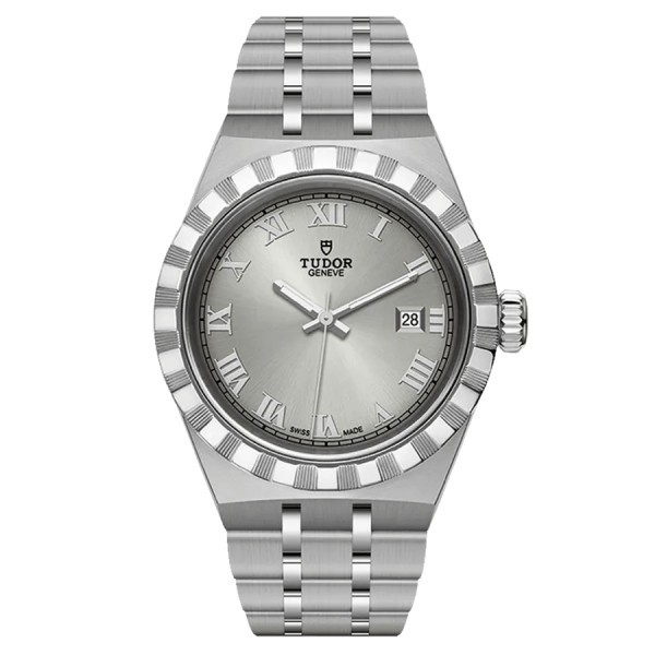 Tudor Royal automatic watch with Roman numerals silver dial steel bracelet 28 mm M28300-0001