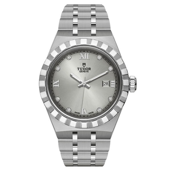 Tudor Royal automatic watch with diamond markers silver dial steel bracelet 28 mm M28300-0002