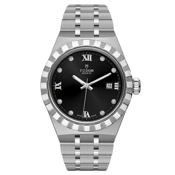 Tudor Royal automatic watch with diamond markers black dial steel bracelet 28 mm M28300-0004