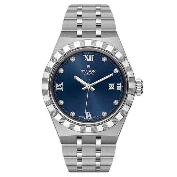 Montre Tudor Royal automatique index diamants cadran bleu bracelet acier 28 mm M28300-0007