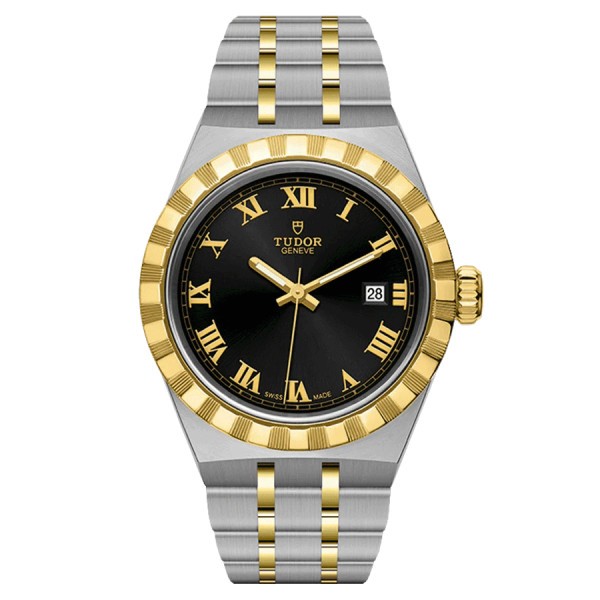 Montre Tudor Royal automatique cadran noir bracelet acier et or jaune 28 mm M28303-0003