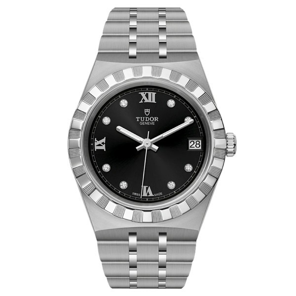 Tudor Royal automatic watch with diamond markers black dial steel bracelet 34 mm M28400-0004