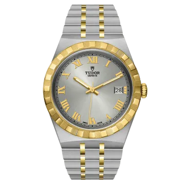 Montre Tudor Royal automatique cadran argenté bracelet acier et or jaune 38 mm M28503-0001