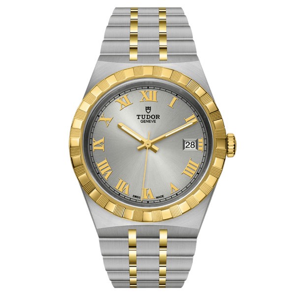 Montre Tudor Royal automatique cadran argenté bracelet acier et or jaune 38 mm M28503-0001