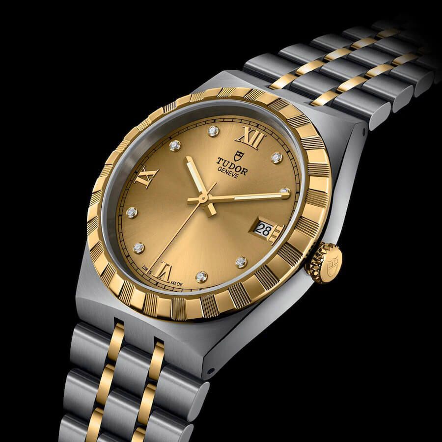 Tudor Royal automatic watch with diamond markers champagne dial steel and yellow gold bracelet 38 mm M28503-0005