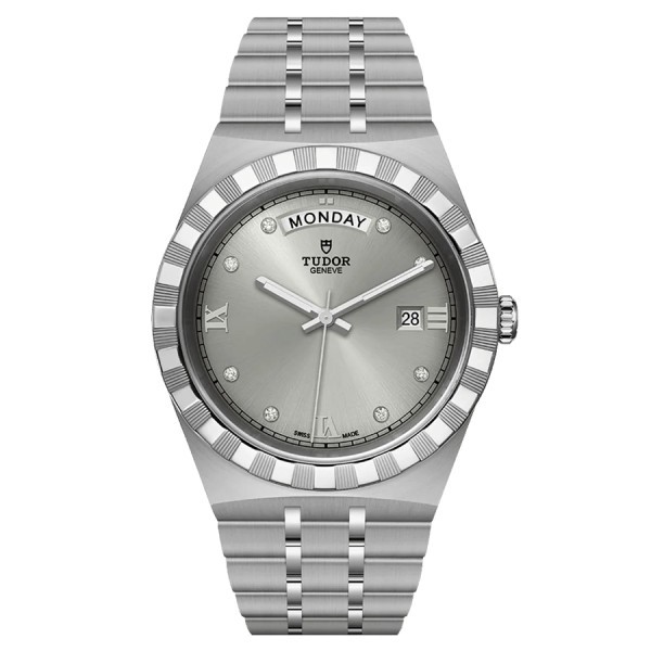 Tudor Royal automatic watch day window diamond index silver dial steel bracelet 41 mm M28600-0002