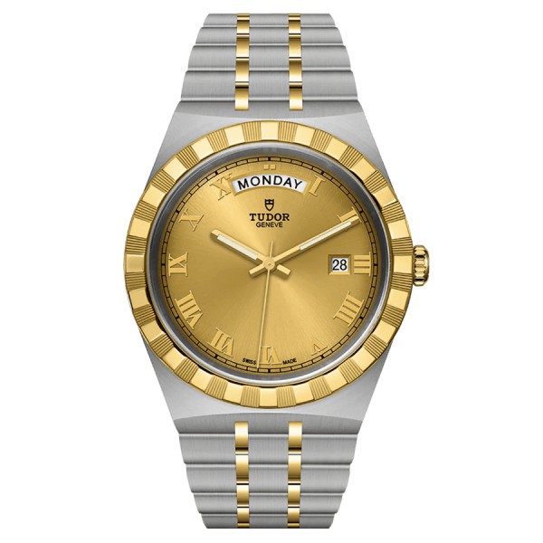 Tudor Royal automatic watch day window champagne dial steel and yellow gold bracelet 41 mm M28603-0004