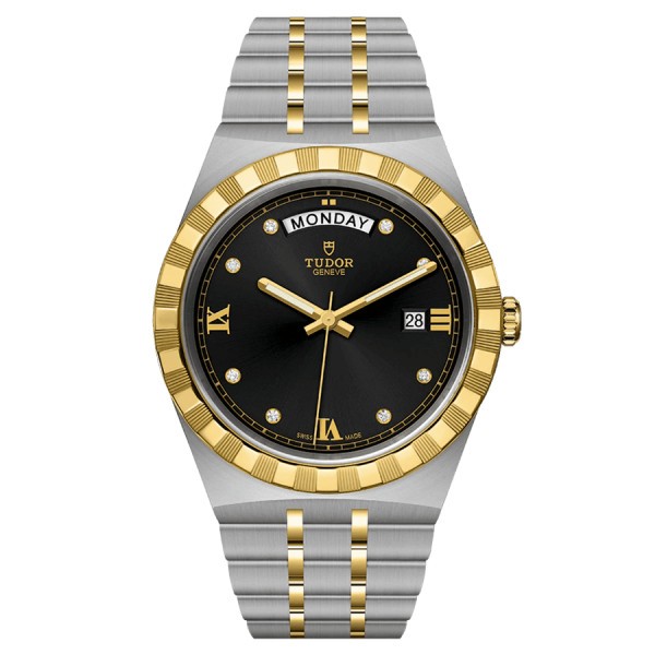 Tudor Royal automatic watch day window diamond index black dial steel and yellow gold bracelet 41 mm M28603-0005
