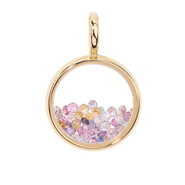 Pendentif Aurélie Bidermann Mini Chivor en or jaune et saphirs multicolores CHISA00FS
