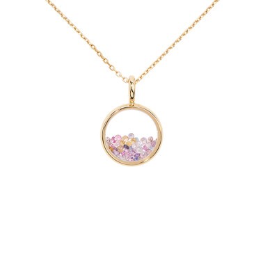 Pendentif Aurélie Bidermann Mini Chivor en or jaune et saphirs multicolores CHISA00FS