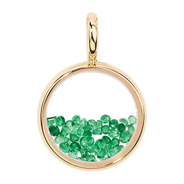 Pendentif Aurélie Bidermann Mini Chivor en or jaune et émeraudes
