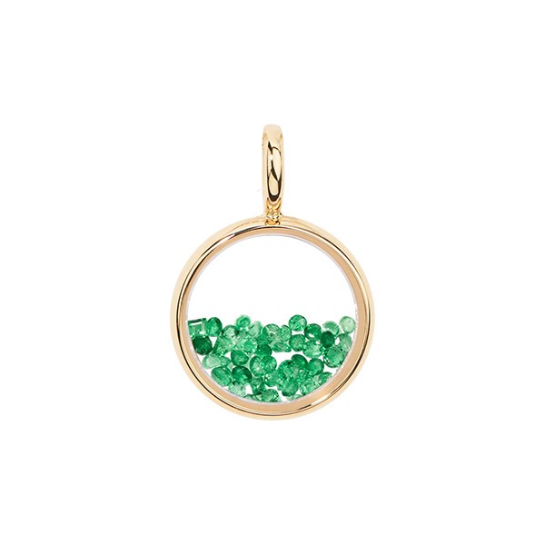 Pendentif Aurélie Bidermann Mini Chivor en or jaune et émeraudes