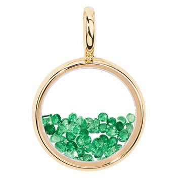 Pendentif Aurélie Bidermann Mini Chivor en or jaune et émeraudes