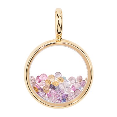 Pendentif Aurélie Bidermann Mini Chivor en or jaune et saphirs multicolores