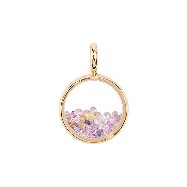 Pendentif Aurélie Bidermann Mini Chivor en or jaune et saphirs multicolores