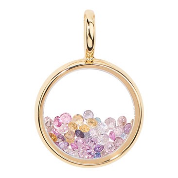 Pendentif Aurélie Bidermann Mini Chivor en or jaune et saphirs multicolores