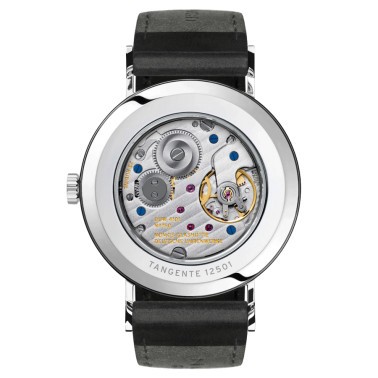 NOMOS Tangente 38 mechanical watch date black genuine leather strap 37.5 mm