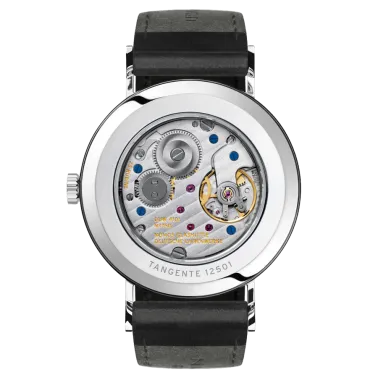NOMOS Tangente 38 mechanical watch date black genuine leather strap 37.5 mm