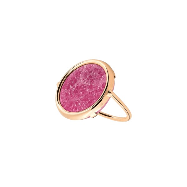 Ginette NY Disc Ring in pink gold and rhodonite