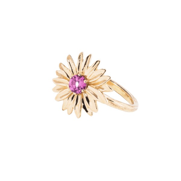 Bague Aurélie Bidermann Bouquet Marguerite en or jaune et grenat