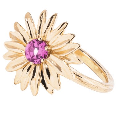 Bague Aurélie Bidermann Bouquet Marguerite en or jaune et grenat - MARBA01GRE