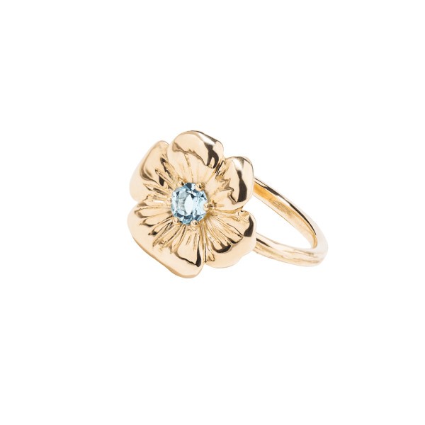 Bague Aurélie Bidermann Bouquet Pensée en or jaune et topaze - PENBA01GTOP