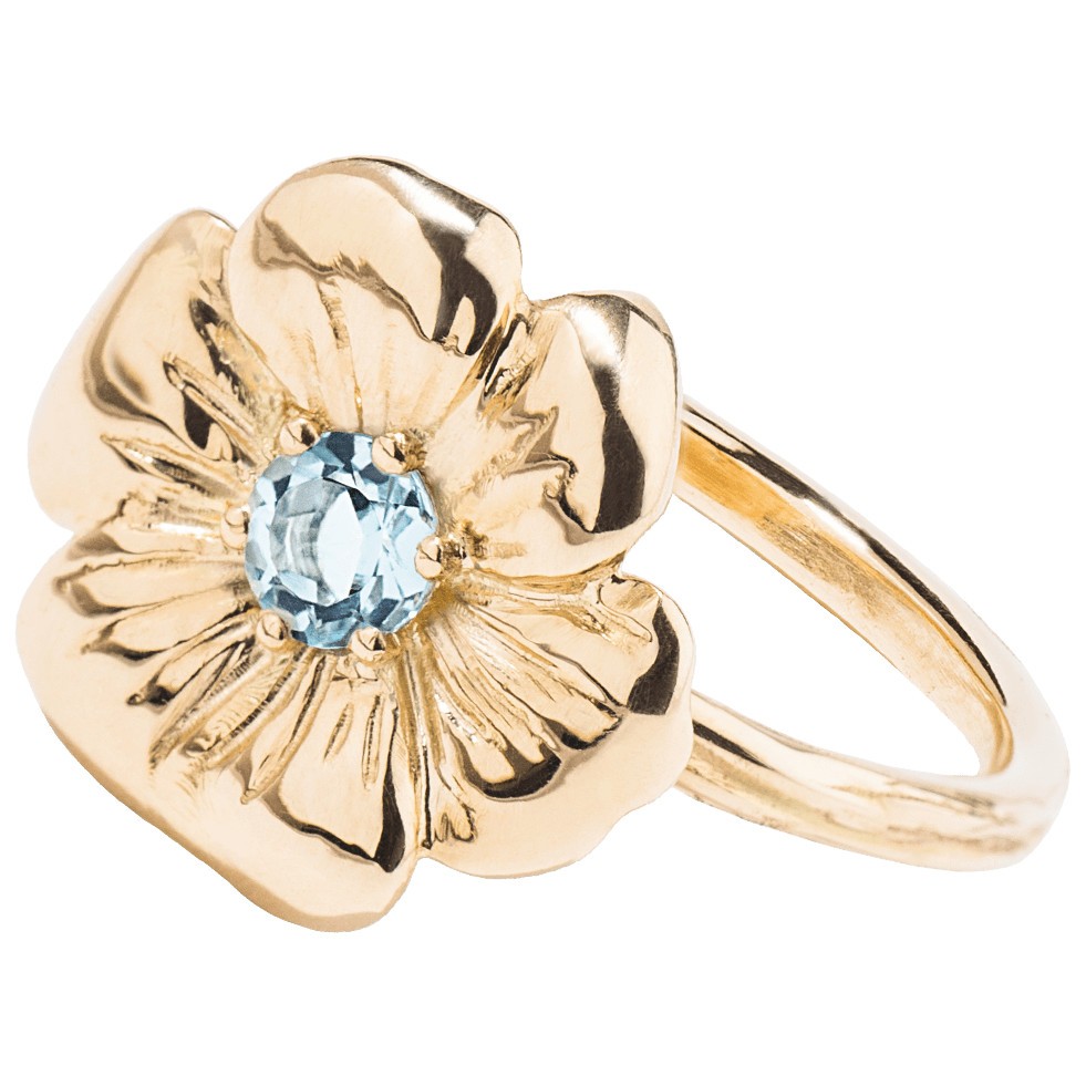 Bouquet Pensée ring in yellow gold and topaz PENBA01GTOP