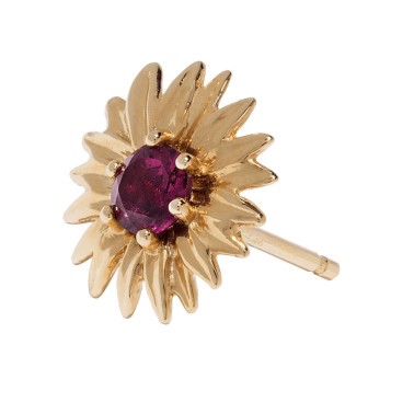 Boucle d'oreille Aurélie Bidermann Bouquet Pâquerette en or jaune et grenat - MARBO01UGRE