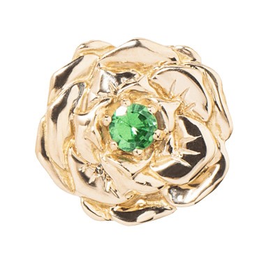 Boucle d'oreille Aurélie Bidermann Bouquet Rose en or jaune et tsavorite ROSBO01UTS