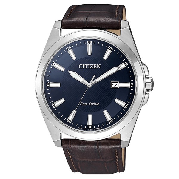 Montre Citizen Sports Eco-Drive cadran bleu bracelet cuir brun 41 mm BM7108-22L