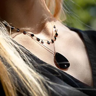 Collier  Lepage x Ginette NY Bliss en or rose et onyx BLIO2