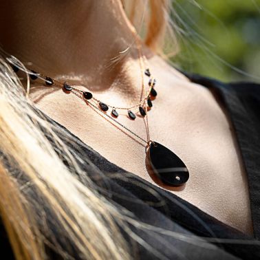 Lepage x Ginette NY Bliss necklace in pink gold and onyx