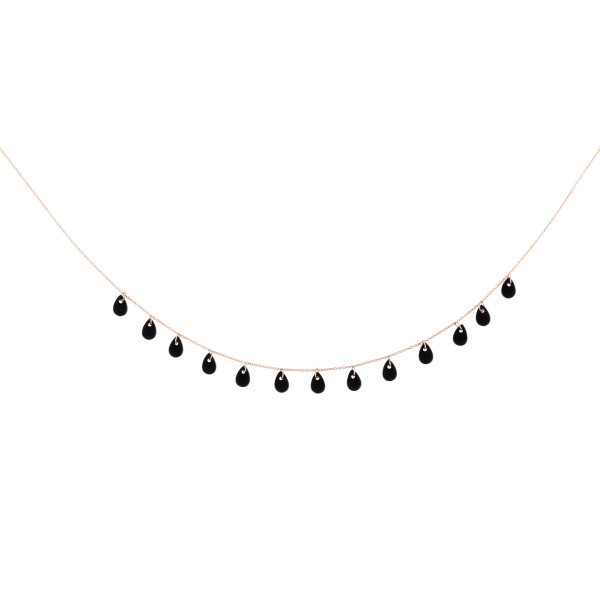 Lepage x Ginette NY Bliss 13 Tiny necklace in pink gold and onyx