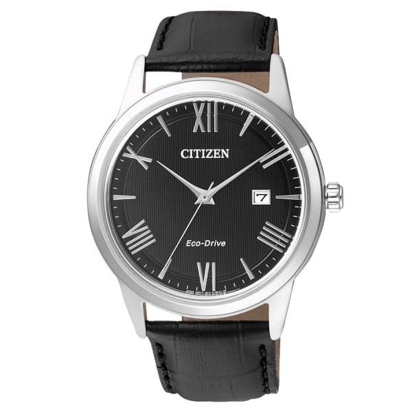 Montre Citizen Sports Eco-Drive cadran noir bracelet cuir noir 40 mm AW1231-07E