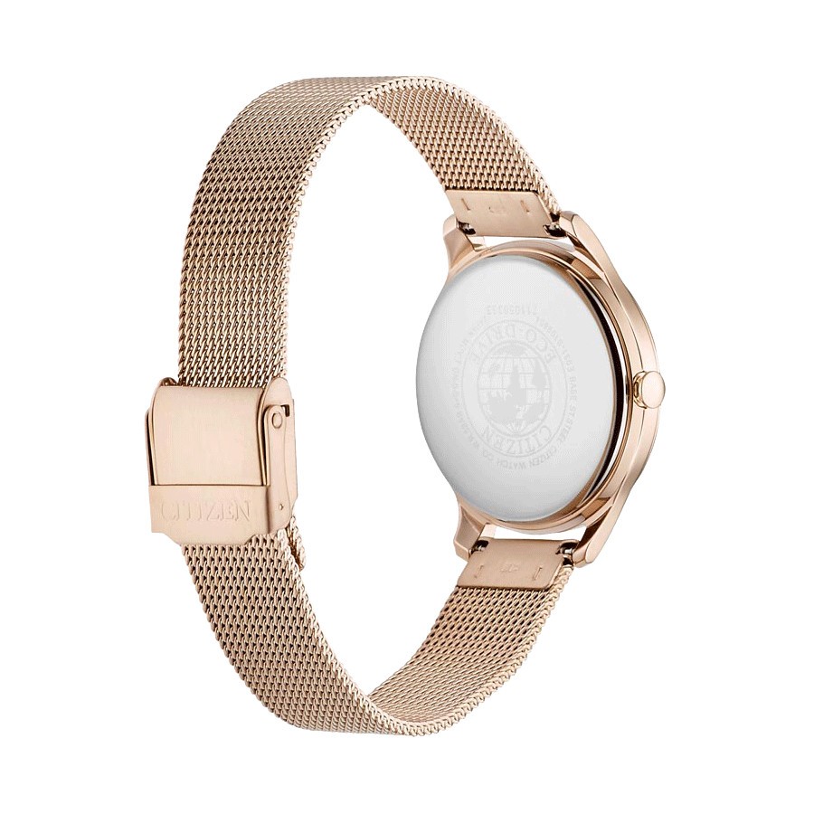 Montre Citizen Ladies Eco-Drive cadran rose bracelet maille milanaise rose 32 mm EM0503-83X