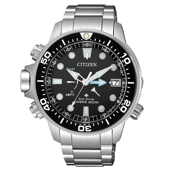 Citizen Promaster Marine Aqualand Eco-Drive watch black dial steel bracelet 46,5 mm BN2031-85E