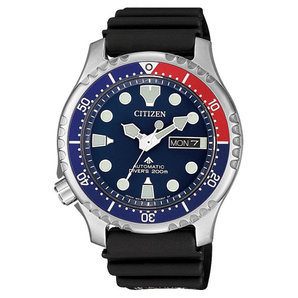 Montre Citizen Promaster Marine automatique cadran bleu bracelet caoutchouc noir 42 mm NY0086-16LE
