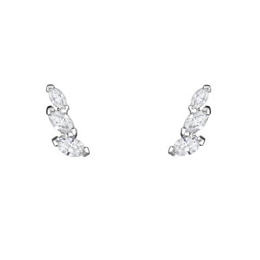 Boucles d'oreilles Suzon en or blanc et diamants taille navette - LEO8DCG