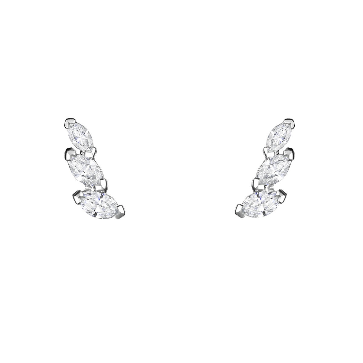 Boucles d'oreilles Suzon en or blanc et diamants taille navette - LEO8DCG