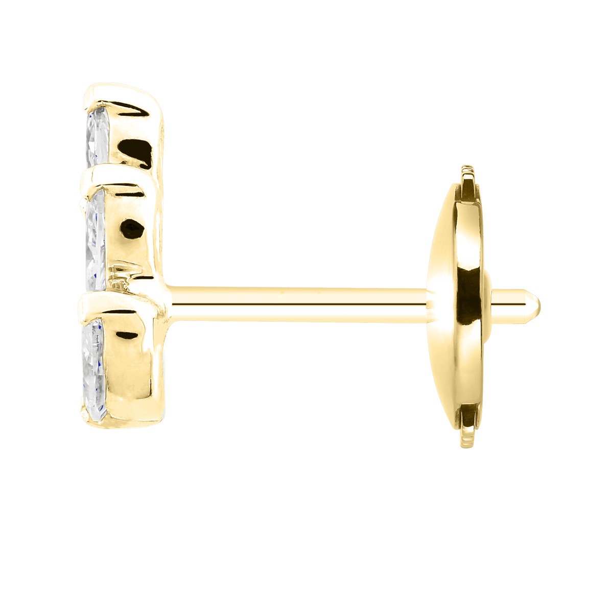 Boucles d'oreilles Suzon en or jaune et diamants taille navette - LEO8DCJ