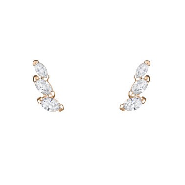 Boucles d'oreilles Suzon en or jaune et diamants taille navette - LEO8DCJ