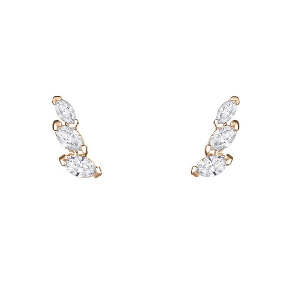 Boucles d'oreilles Suzon en or jaune et diamants taille navette - LEO8DCJ