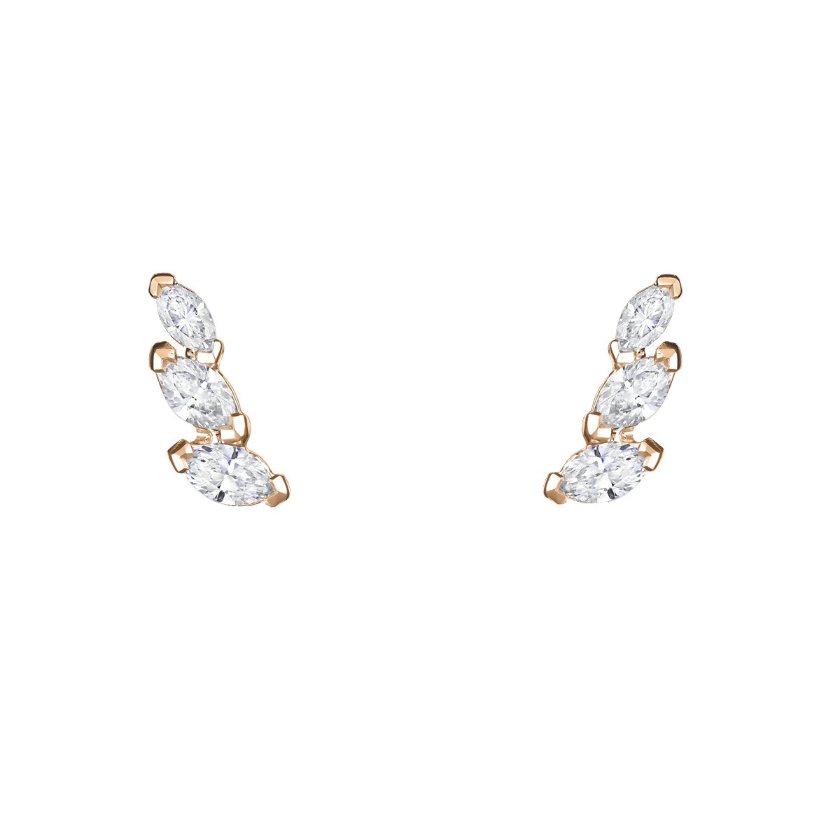 Boucles d'oreilles Suzon en or jaune et diamants taille navette - LEO8DCJ