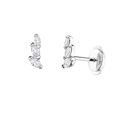 Boucles d'oreilles Suzon en or blanc et diamants taille navette - LEO8DCG